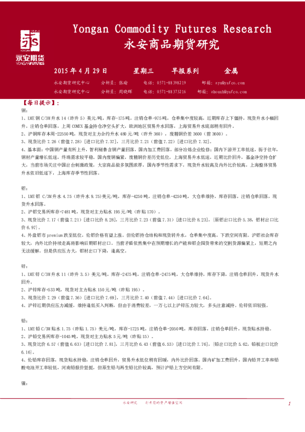 早报系列：金属