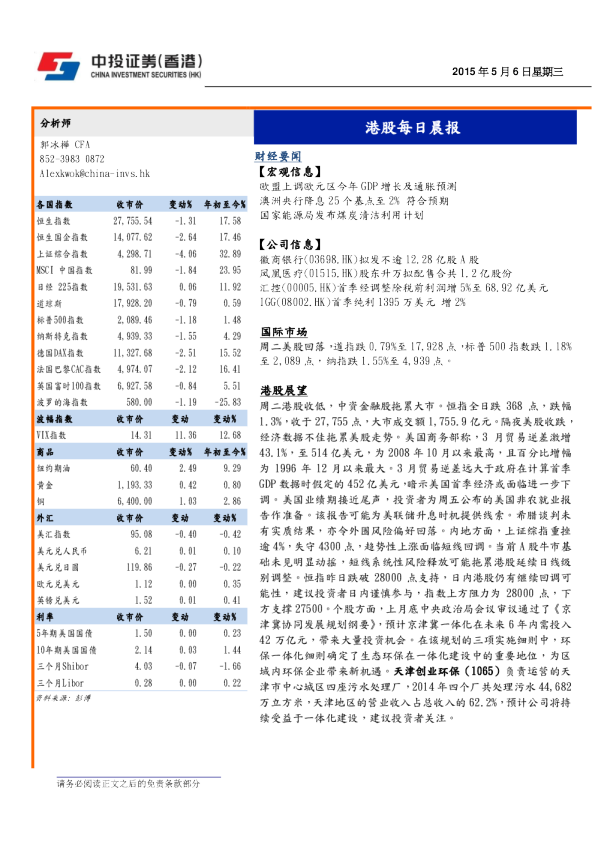港股每日晨报