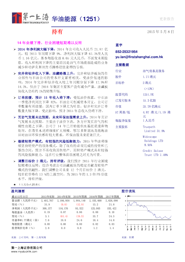 14年业绩下滑，行业困境短期难以反转