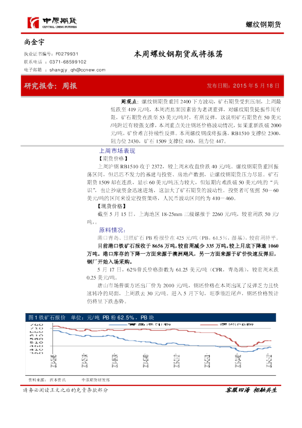 螺纹钢期货：本周螺纹钢期货或将振荡