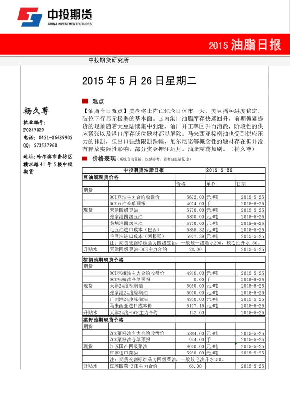 油脂日报