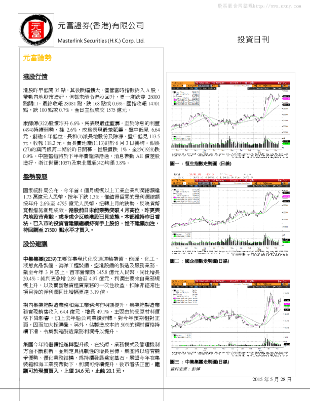 元富证券(香港)投资日刊