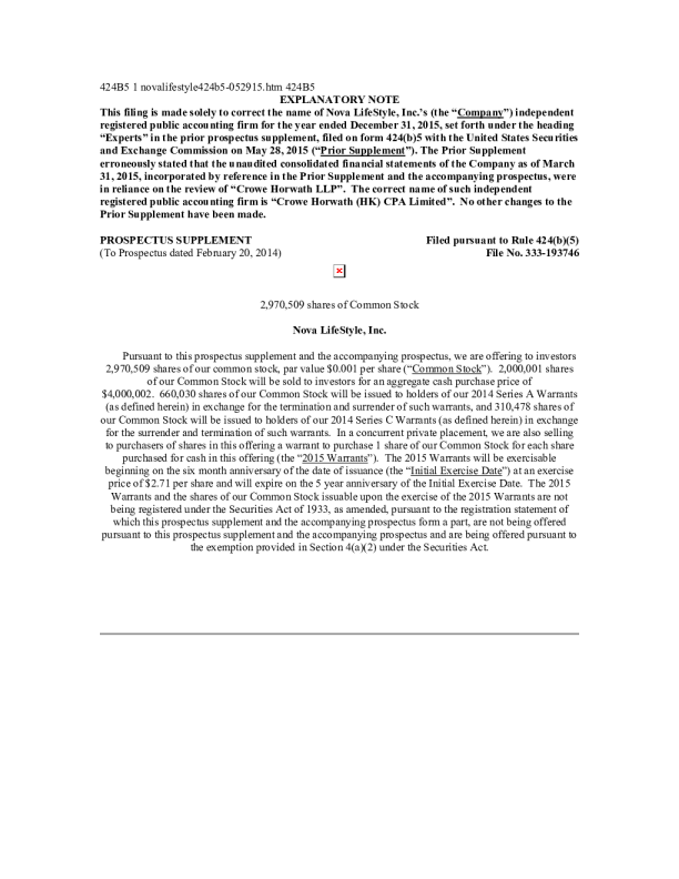 诺华家具美股招股说明书(2015-05-29版)