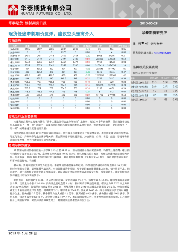 钢材期货日报：现货低迷牵制期价反弹，建议空头逢高介入