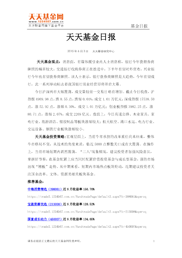 天天基金日报