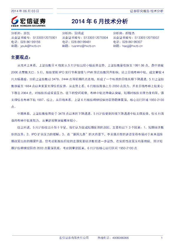 2014年6月技术分析