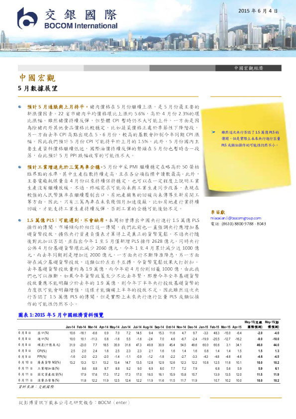 中国宏观：5月数据展望