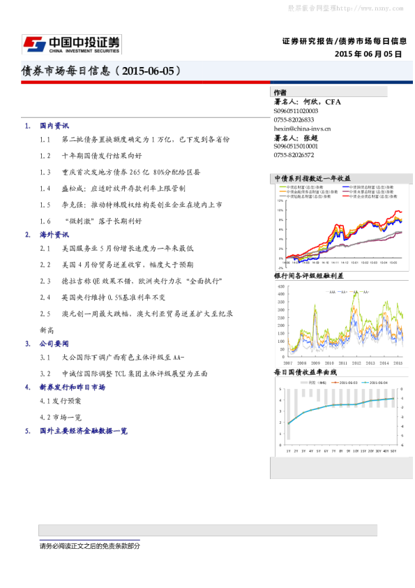 中投证券债券市场每日信息