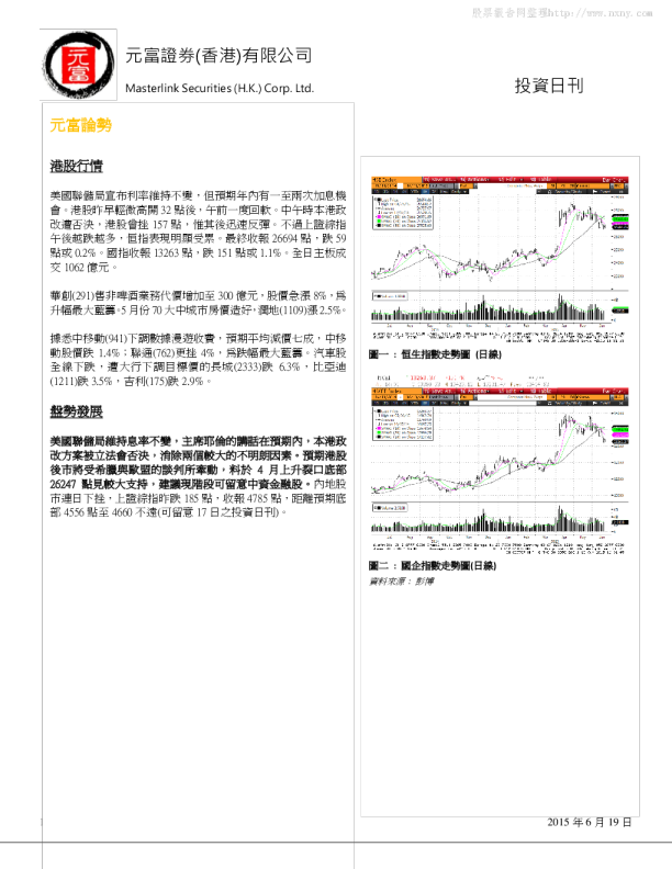 元富证券(香港)投资日刊