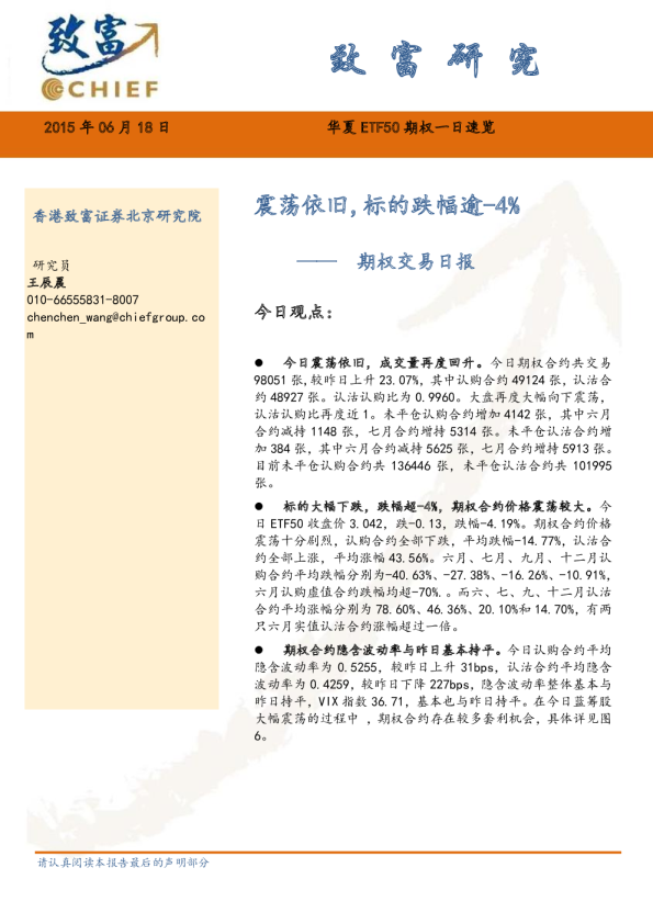 期权交易日报：震荡依旧，标的跌幅逾-4%