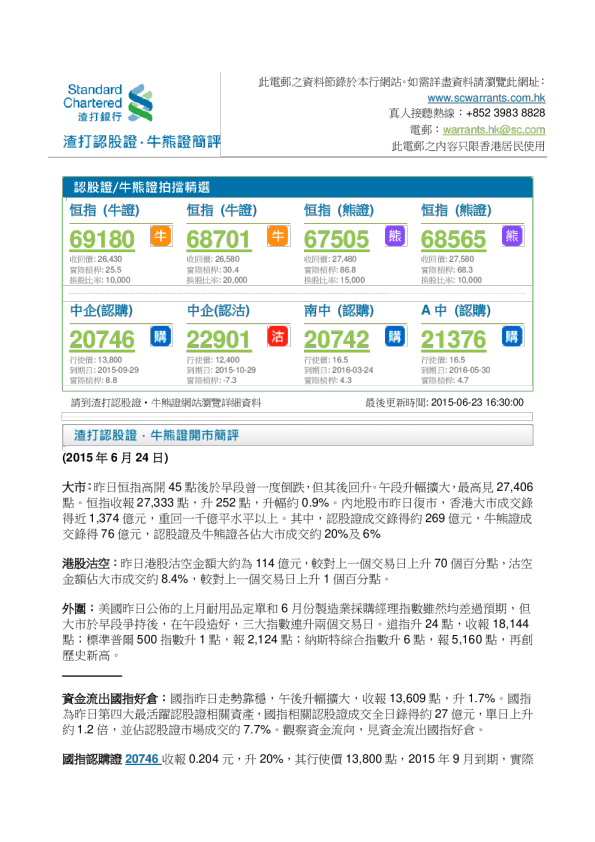 渣打认股证简评