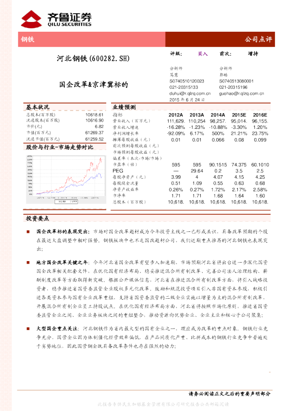 国企改革&京津冀标的