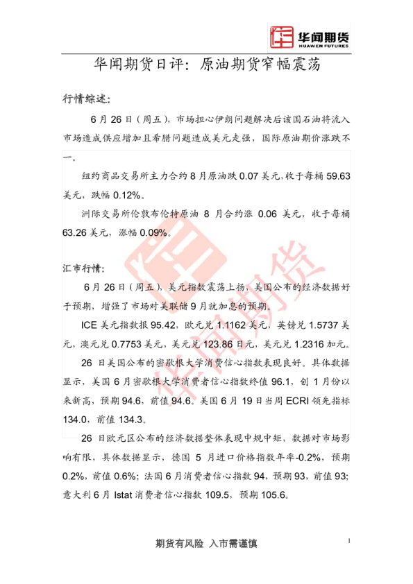原油期货窄幅震荡