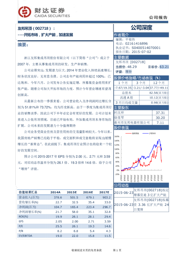 开拓市场，扩大产能，加速发展