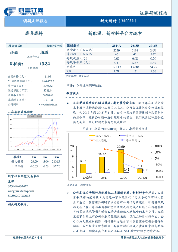 新能源、新材料平台打造中