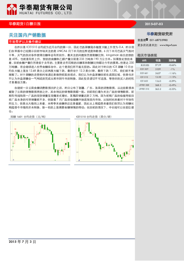 白糖期货日报：关注国内产销数据