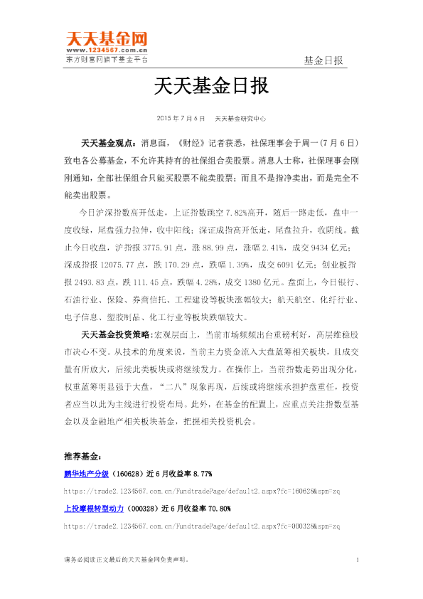 天天基金日报
