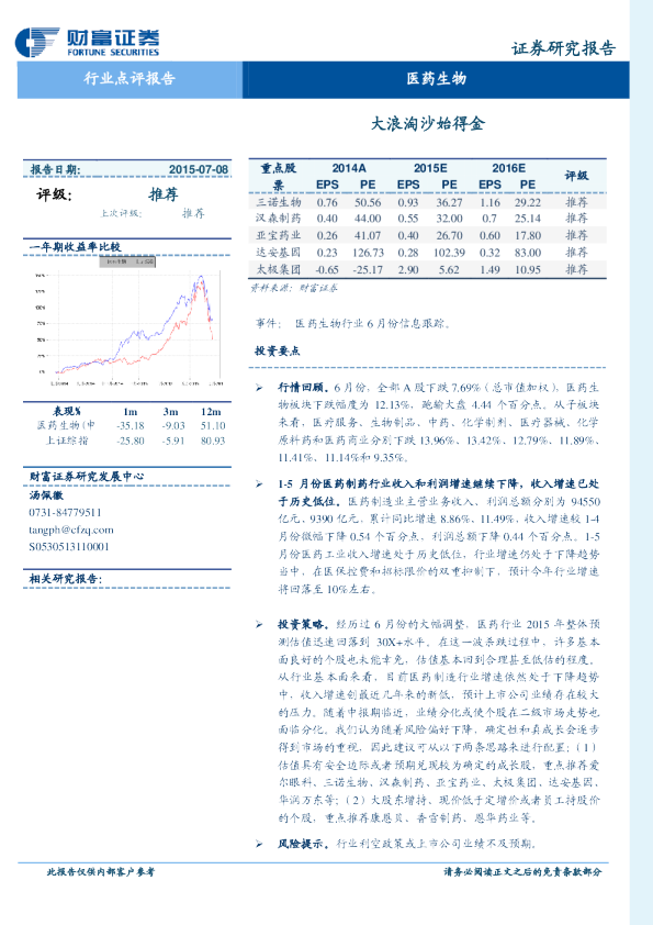 医药生物：大浪淘沙始得金