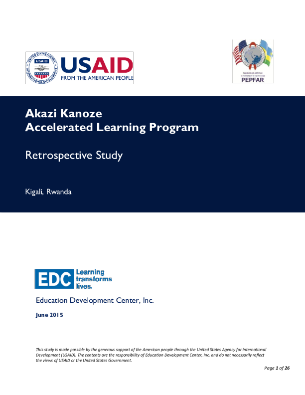 Akazi Kanoze Accelerated Learning Program Retrospective Study