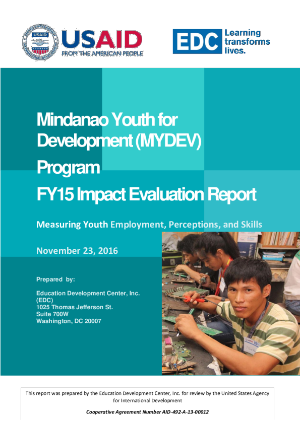 MYDEV Program FY15 Impact Evaluation Report