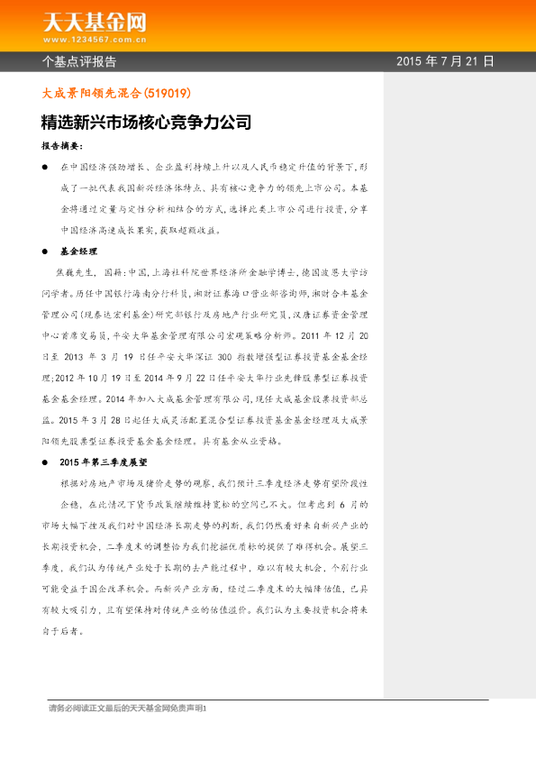 精选新兴市场核心竞争力公司