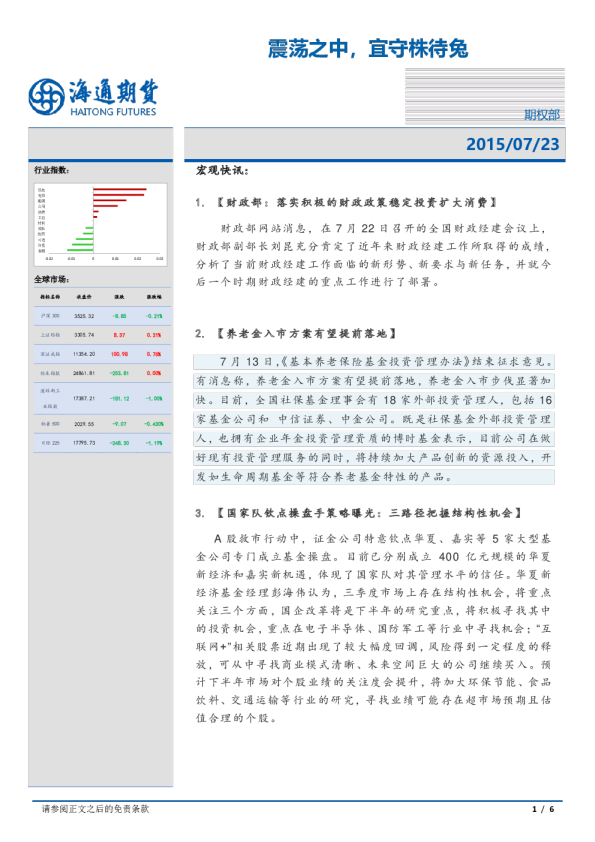 震荡之中，宜守株待兔