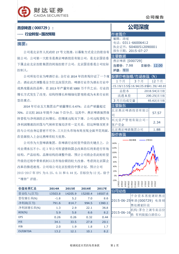 行业转型+国改预期
