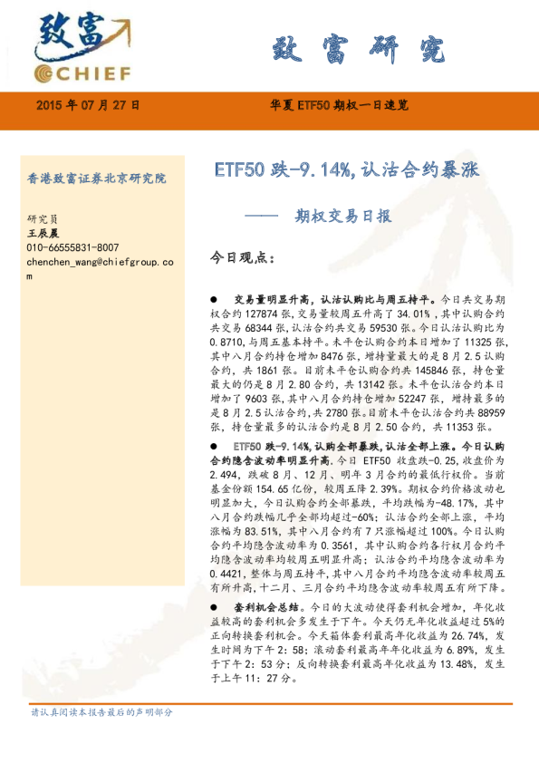 中国期权行情速览