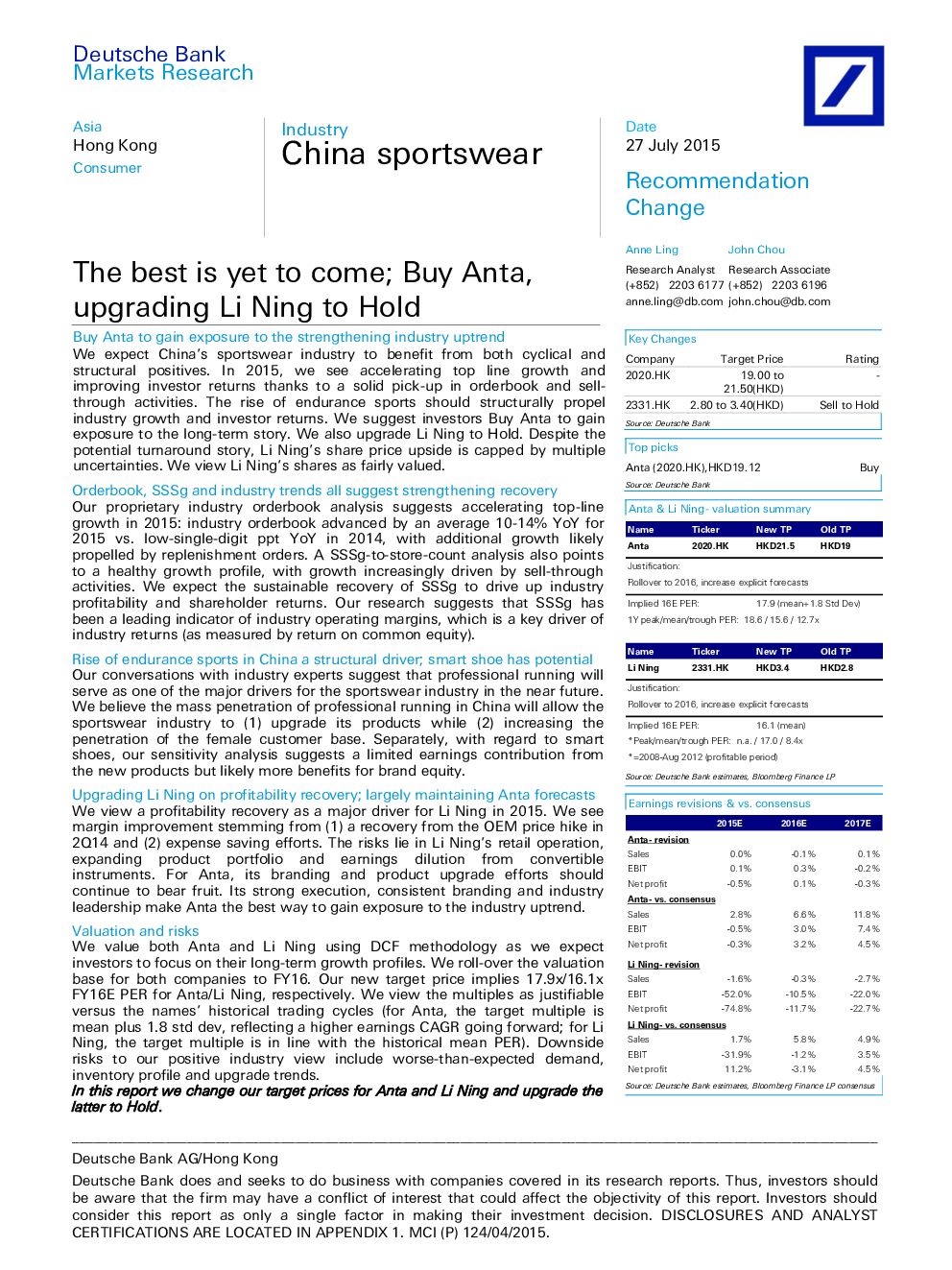 The Best Is Yet To Come Buy Anta upgrading Li Ning To Hold