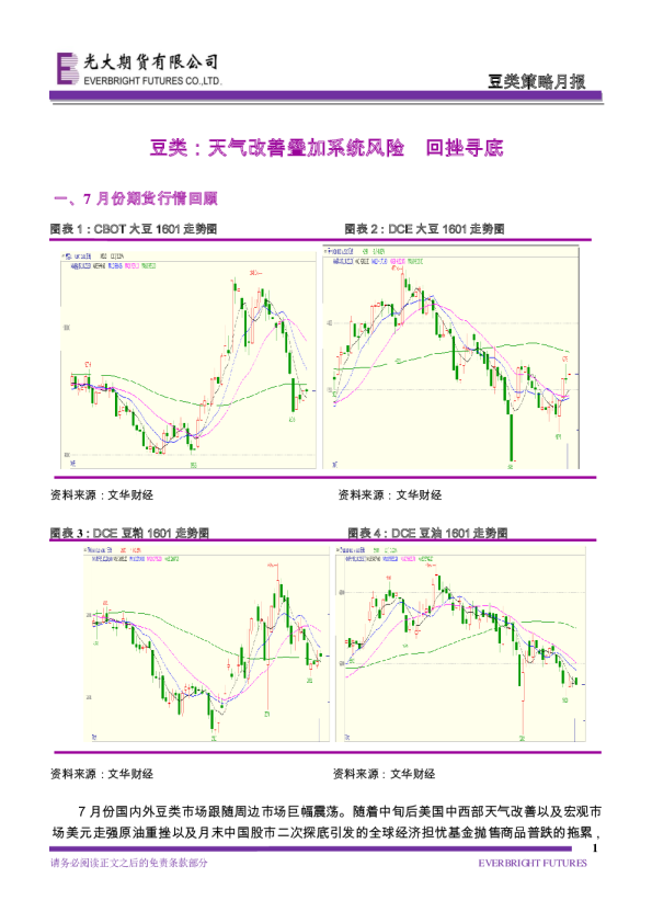 豆类策略月报：豆类：天气改善叠加系统风险 回挫寻底