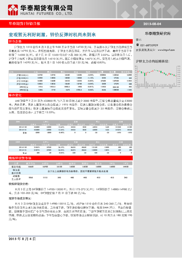 锌铅期货日报：宏观暂无利好刺激,锌价反弹时机尚未到来