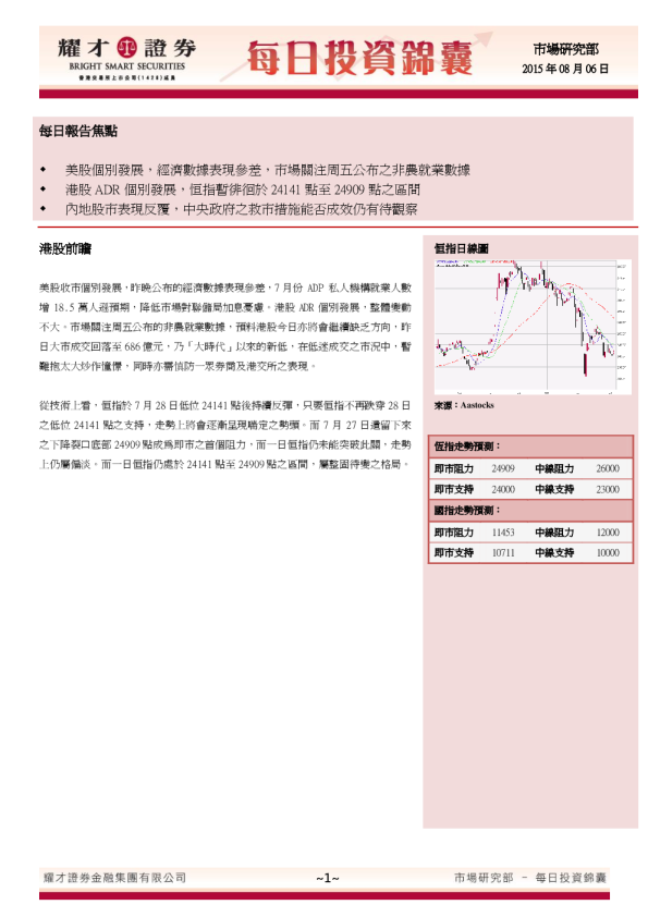耀才证券每日投资锦囊