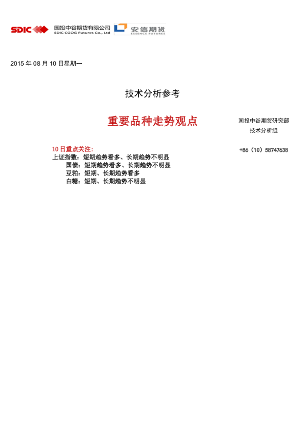 技术分析参考：重要品种走势观点