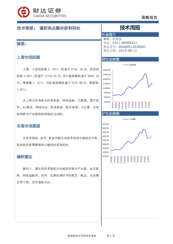 技术周报：谨防热点题材获利回吐