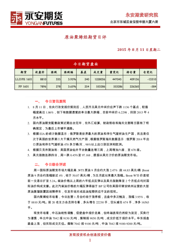原油聚烯烃期货日评