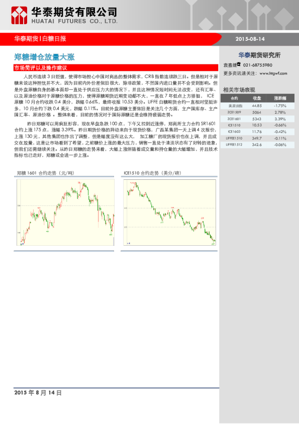 白糖期货日报：郑糖增仓放量大涨