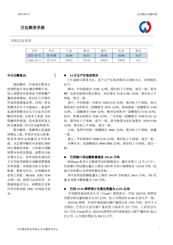 白糖早报：郑糖延续涨势