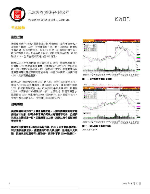 元富香港投资日刊