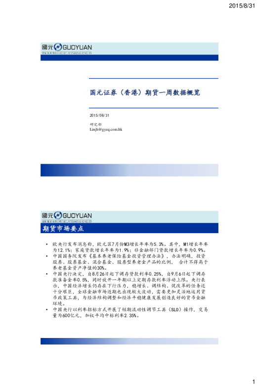 期货一周数据概览