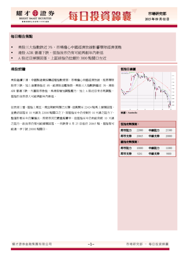 耀才证券每日投资锦囊