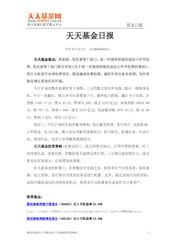 天天基金日报