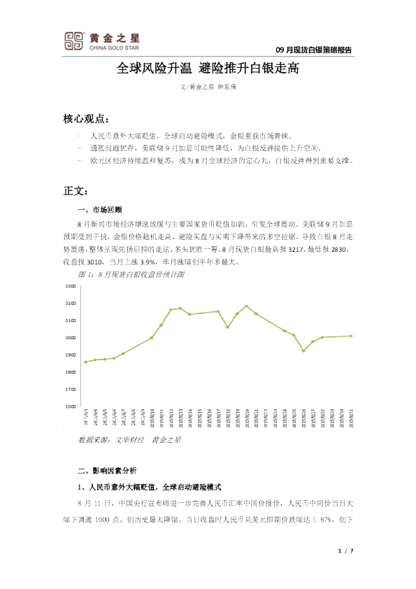 全球风险升温 避险推升白银走高