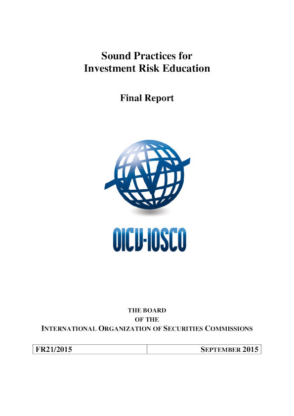 FR21/2015 Sound Practices for Investment Risk Education