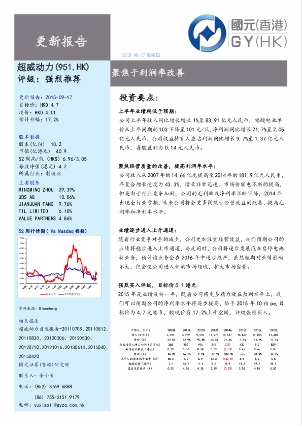 聚焦于利润率改善