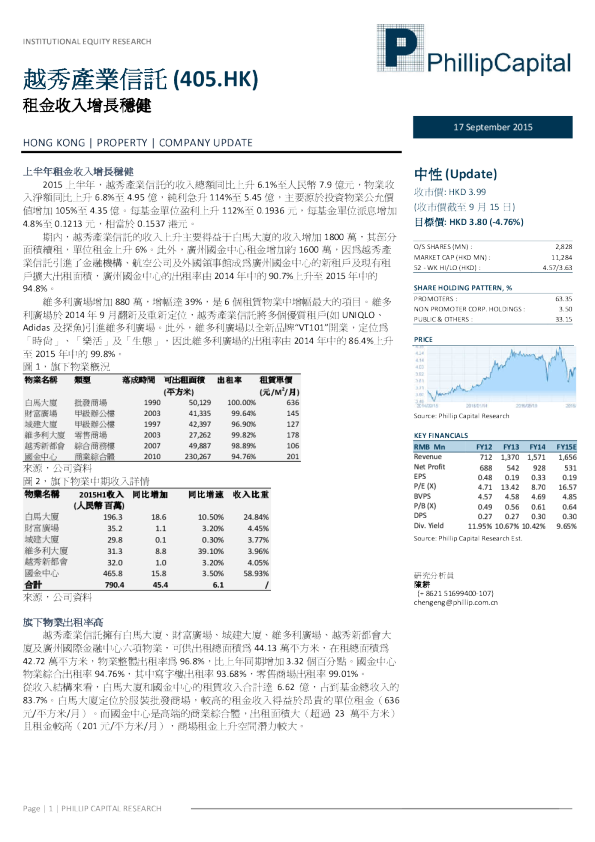租金收入增长稳健