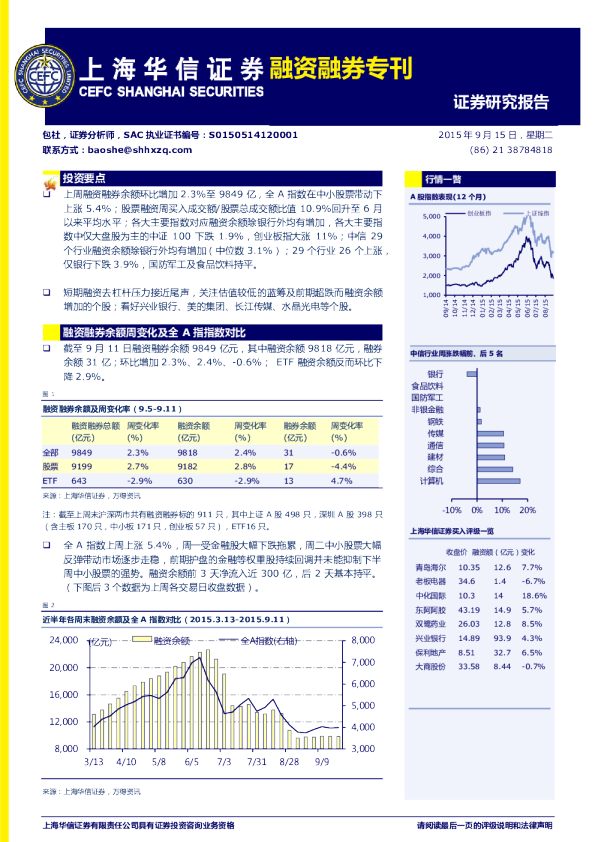 华信证券融资融券专刊