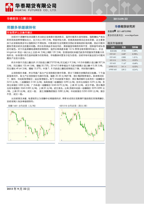 白糖日报：郑糖多单继续持有