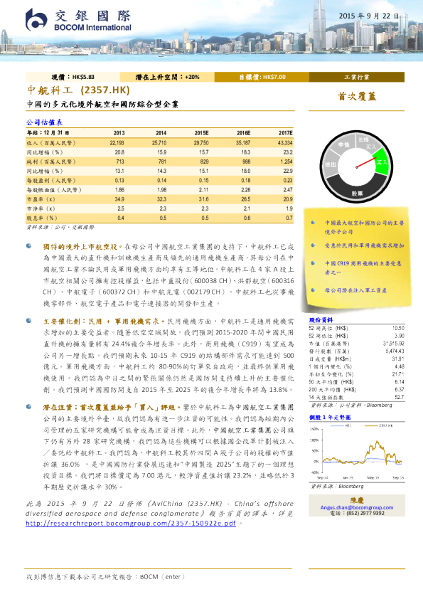 中国的多元化境外航空和国防综合型企业