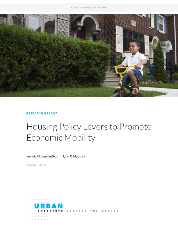 Housing Policy Levers to Promote Economic Mobility