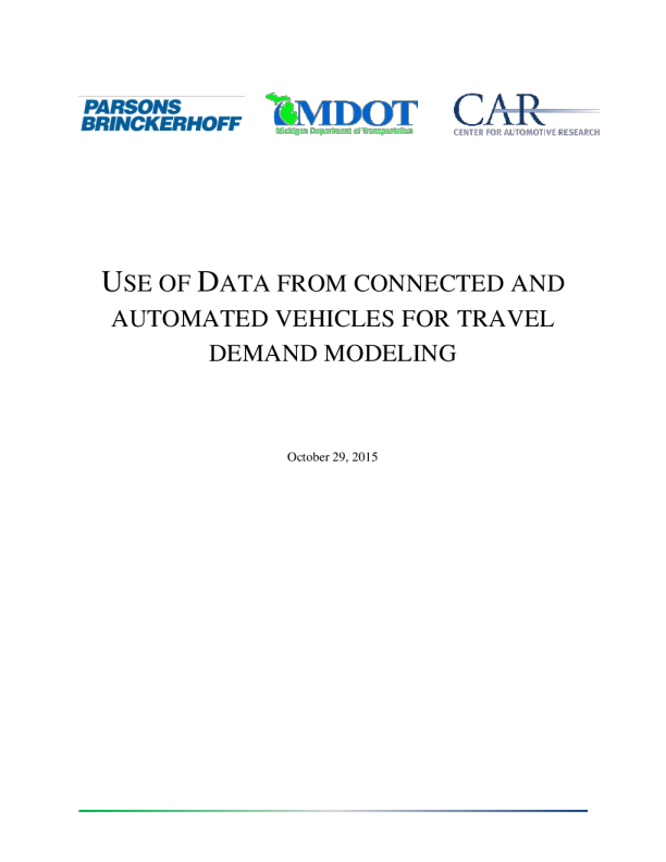 使用联网和自动驾驶汽车数据用于旅行需求建模